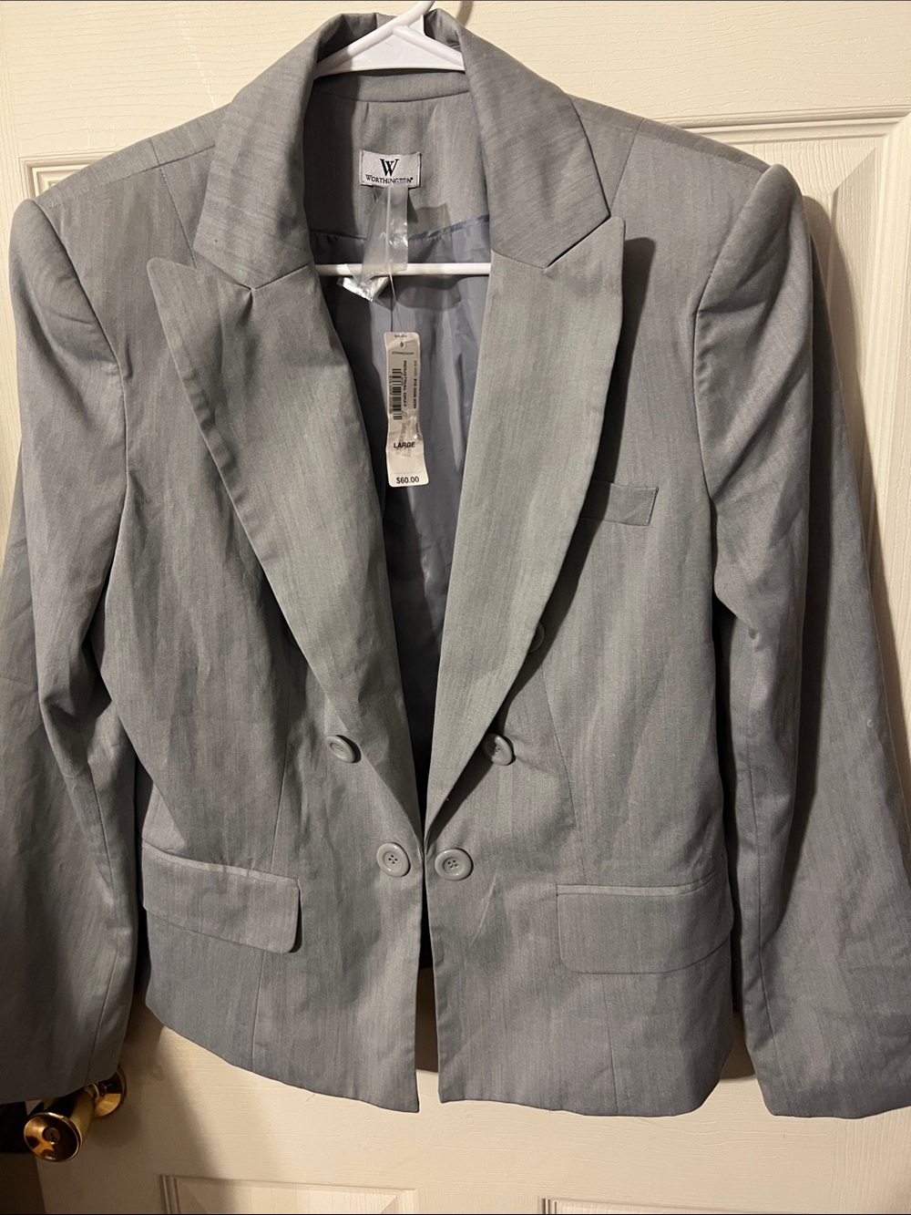 Worthington Light Gray Double-Breasted Women's Blazer